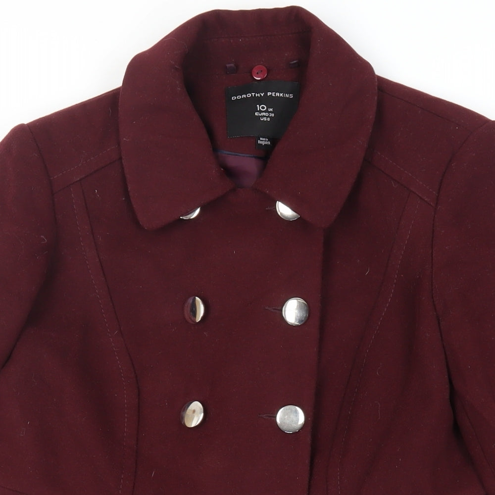 Dorothy Perkins Womens Purple Pea Coat Coat Size 10 Button