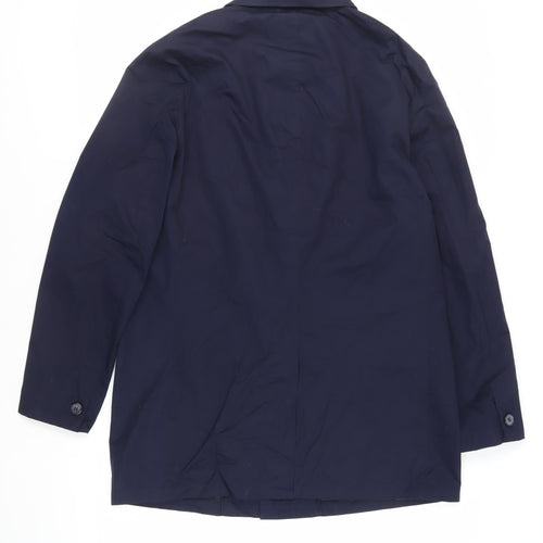 Marks and Spencer Mens Blue Overcoat Coat Size L Button