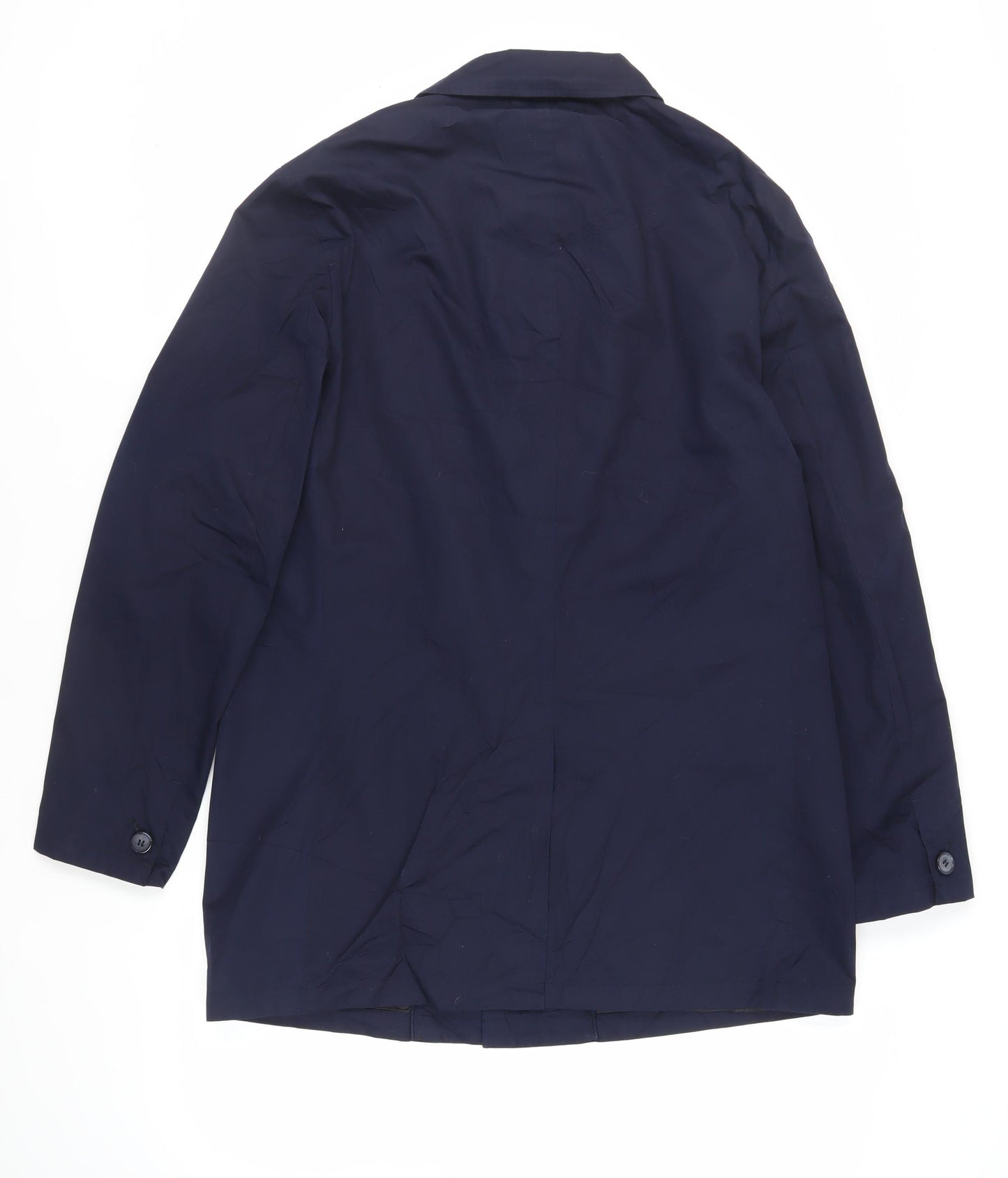 Marks and Spencer Mens Blue Overcoat Coat Size L Button