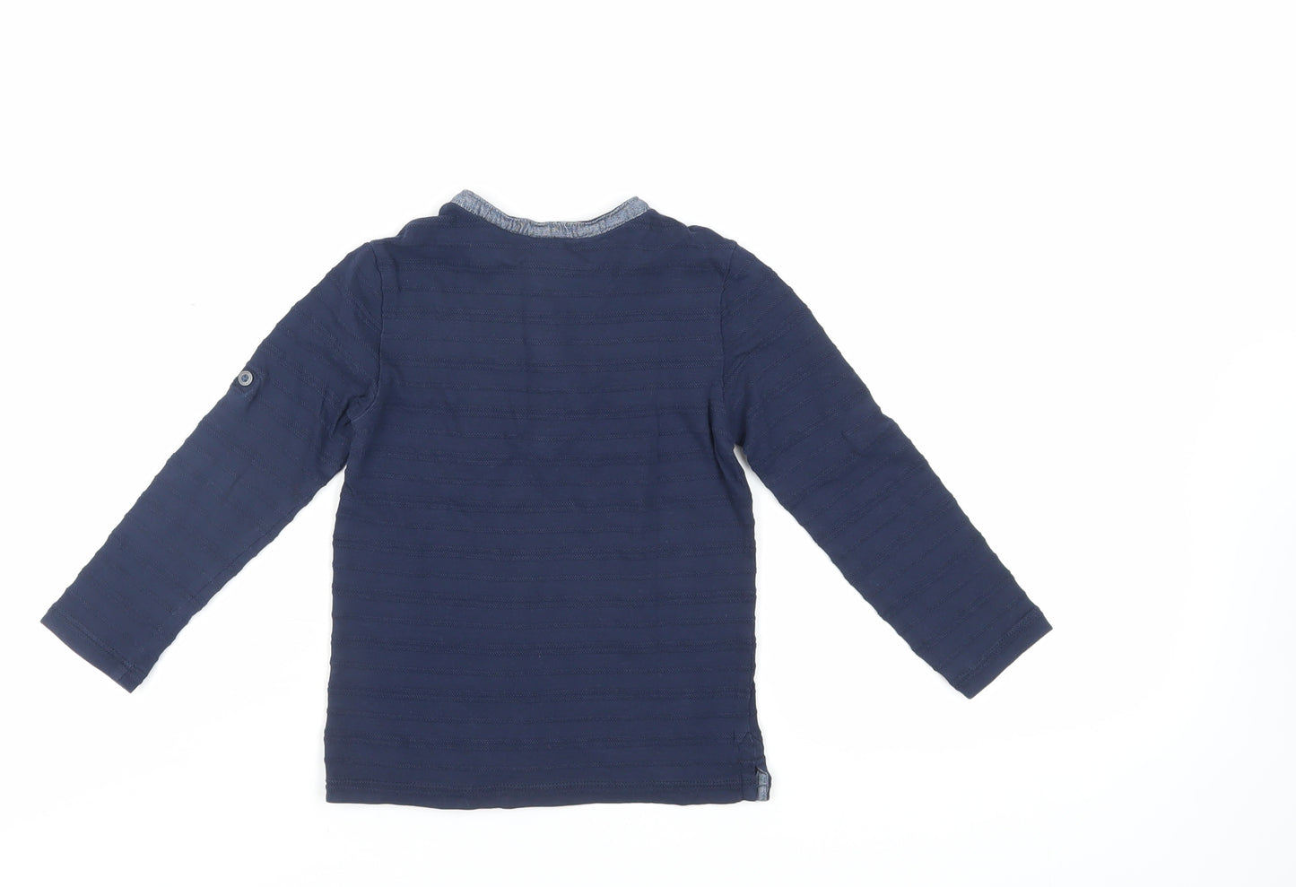 Fagottino Boys Blue Cotton Pullover T-Shirt Size 2 Years Crew Neck Pullover