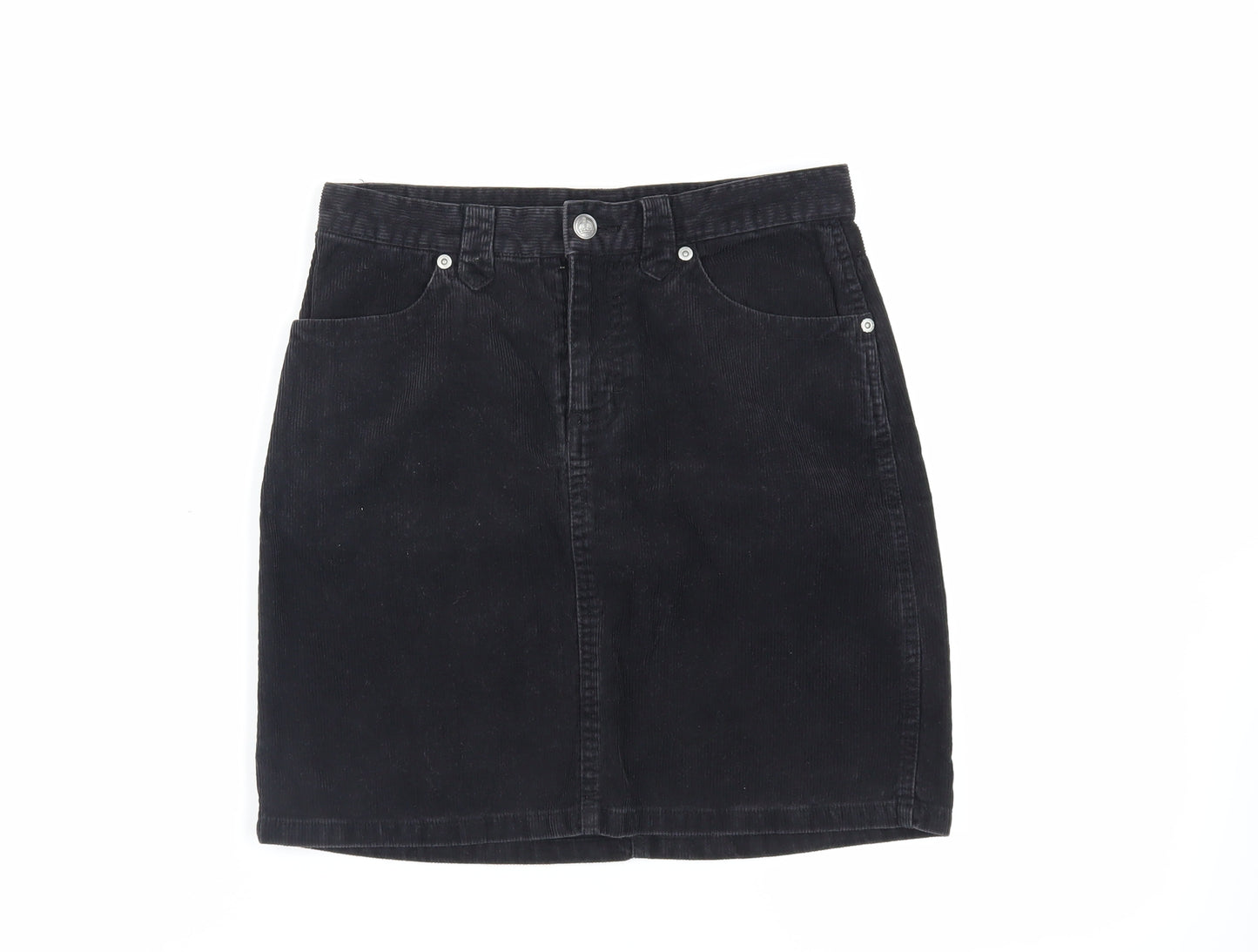 Divided by H&M Womens Black Cotton Mini Skirt Size 6 Zip