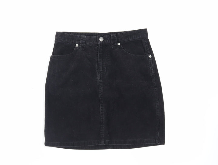 Divided by H&M Womens Black Cotton Mini Skirt Size 6 Zip