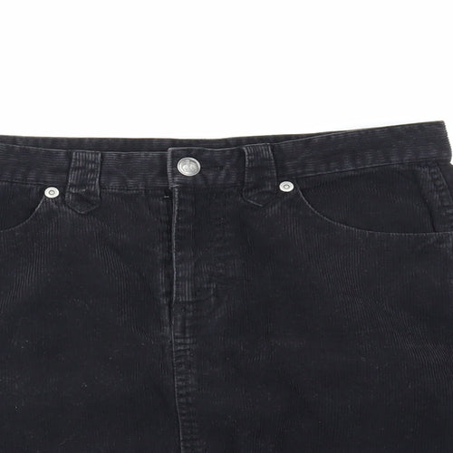 Divided by H&M Womens Black Cotton Mini Skirt Size 6 Zip
