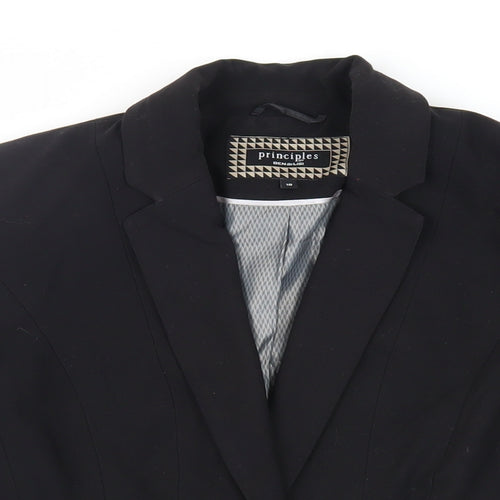 Principles Womens Black Jacket Blazer Size 10 Button