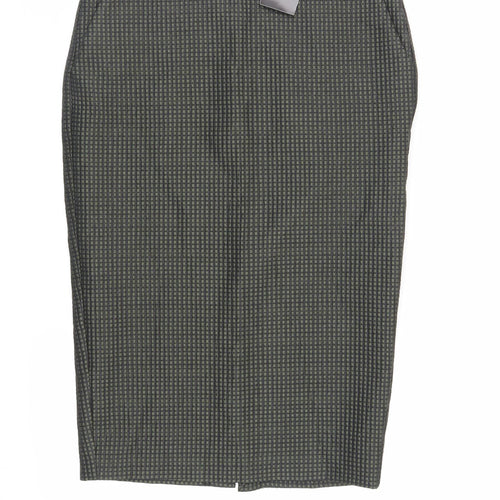 NEXT Womens Green Geometric Polyester Straight & Pencil Skirt Size 8 Zip - Pockets