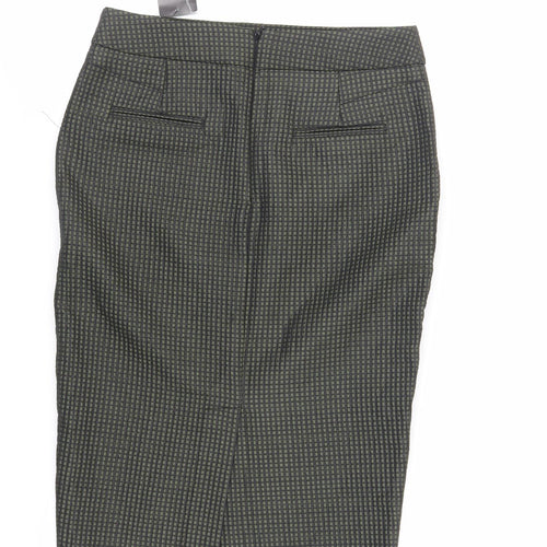 NEXT Womens Green Geometric Polyester Straight & Pencil Skirt Size 8 Zip - Pockets