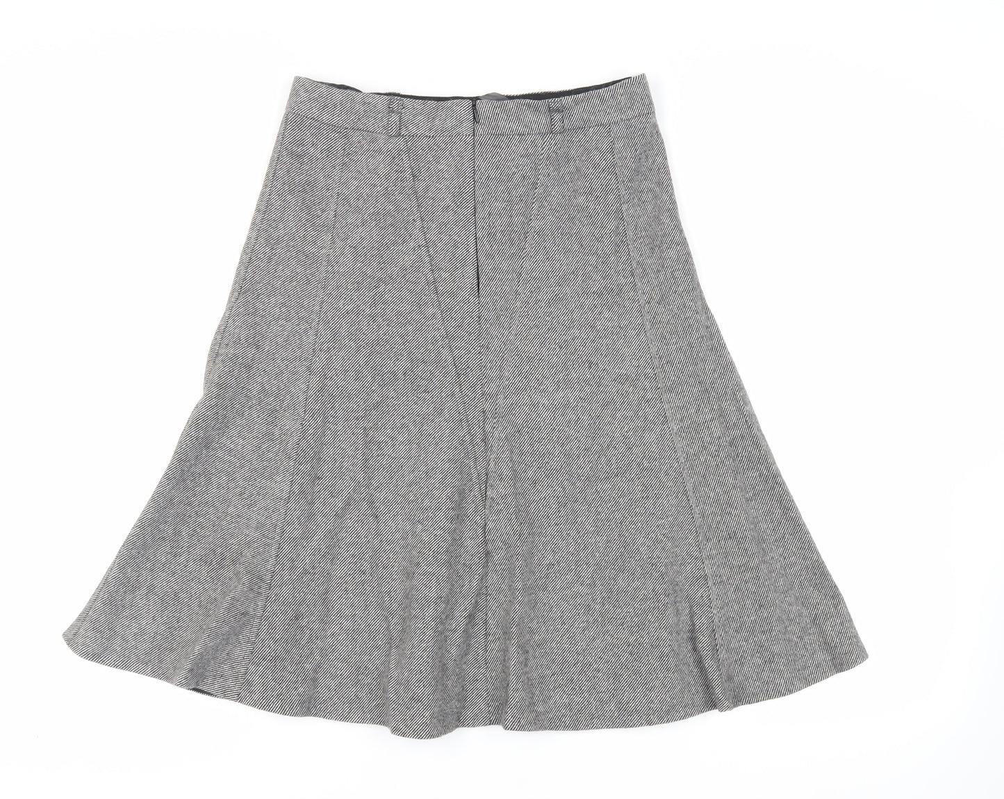 Marks and Spencer Womens Grey Wool Flare Skirt Size 10 Zip