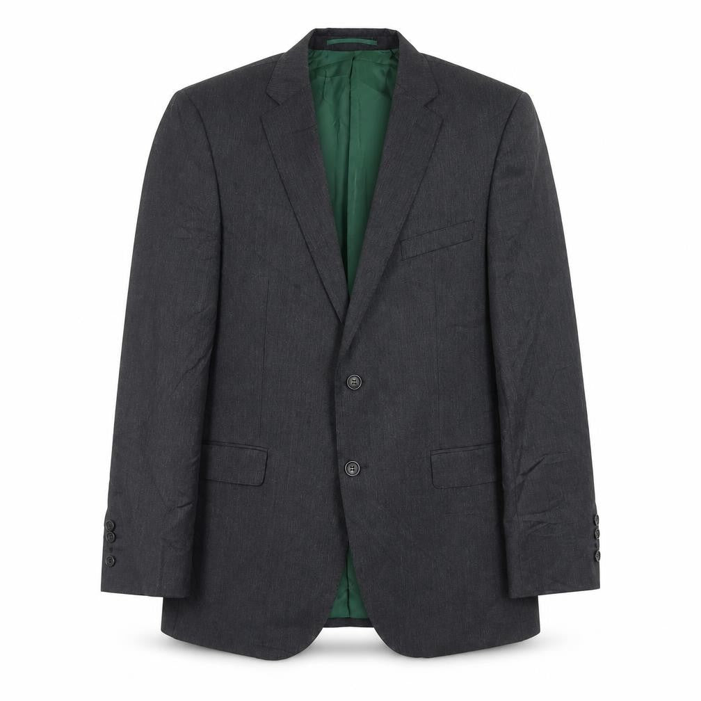 Front view of Savoy Taylors Guild men’s grey wool jacket suit jacket, size 42, regular