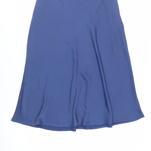 Marks and Spencer Womens Blue Polyester A-Line Skirt Size 14 - Elasticated Waist