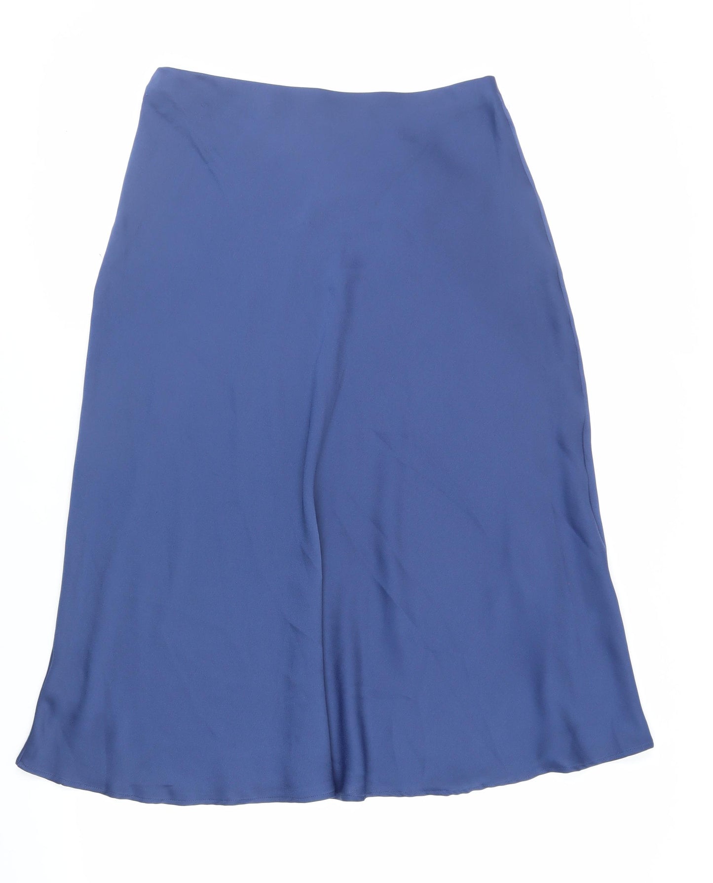 Marks and Spencer Womens Blue Polyester A-Line Skirt Size 14 - Elasticated Waist