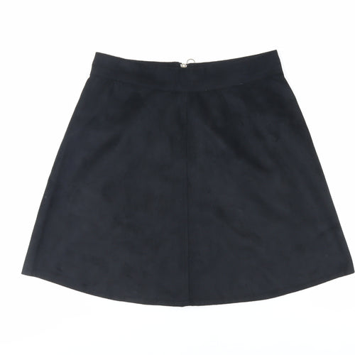 Select Womens Black Polyester Mini Skirt Size 6 Zip - Pockets