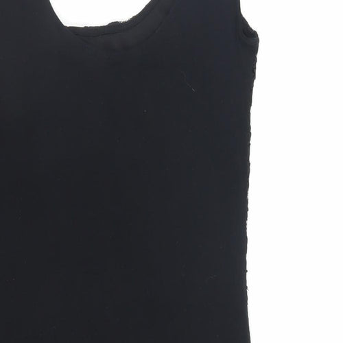 New Look Womens Black Viscose Bodycon Size 12 Scoop Neck Pullover - Lace Front