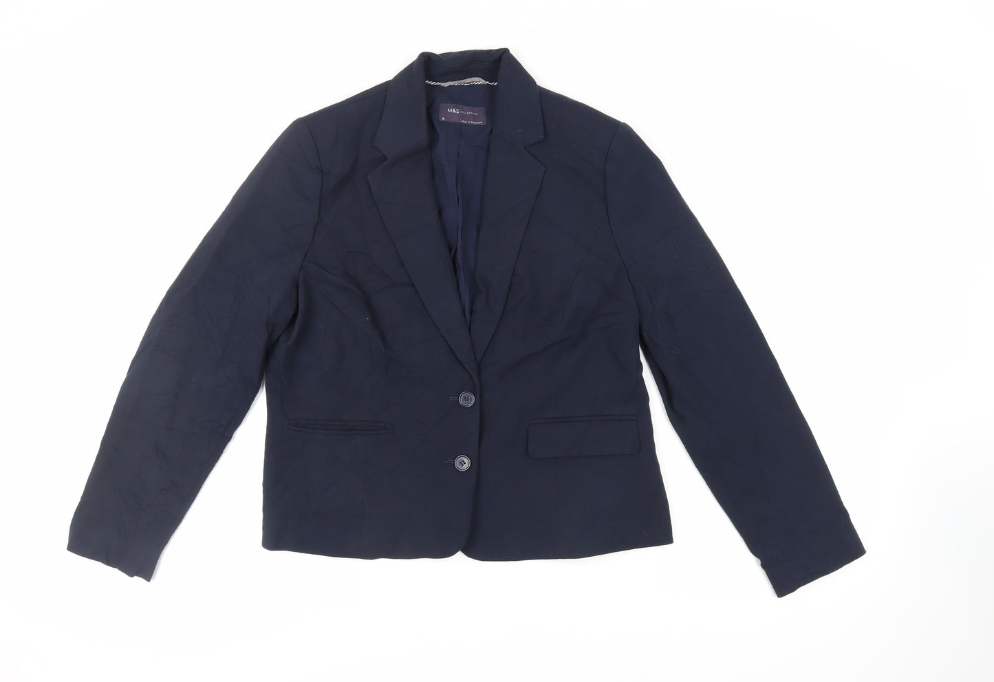 Marks and Spencer Womens Blue Jacket Blazer Size 16 Button