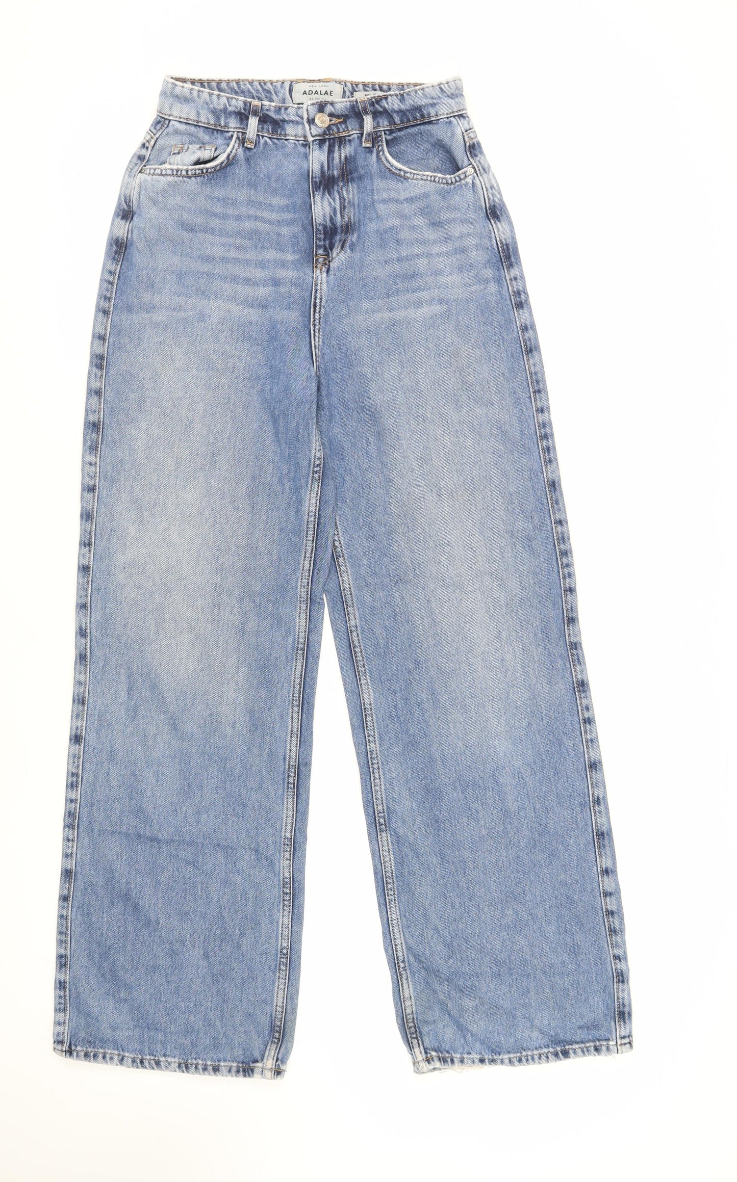 New Look Womens Blue Cotton Wide-Leg Jeans Size 8 L30 in Regular Zip