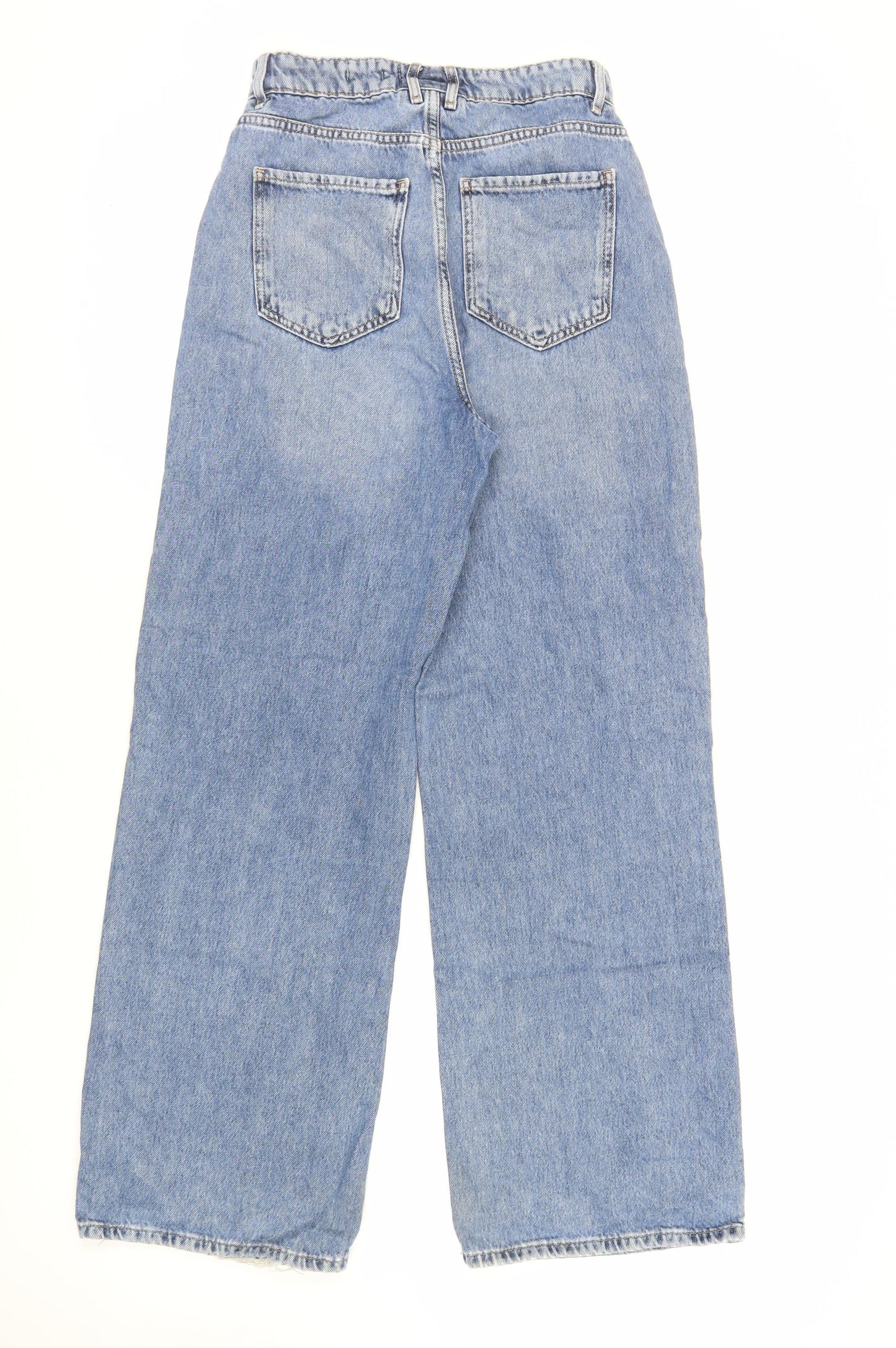 New Look Womens Blue Cotton Wide-Leg Jeans Size 8 L30 in Regular Zip