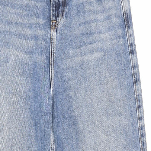 New Look Womens Blue Cotton Wide-Leg Jeans Size 8 L30 in Regular Zip