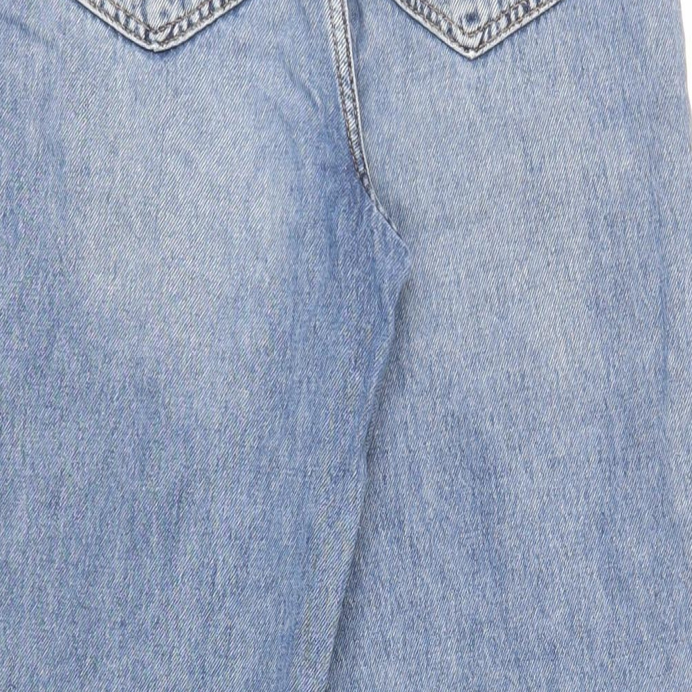 New Look Womens Blue Cotton Wide-Leg Jeans Size 8 L30 in Regular Zip