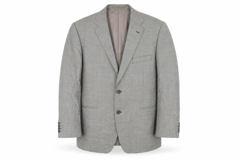 Front view of Marks & Spencer men’s grey wool jacket suit jacket, size 44, regular