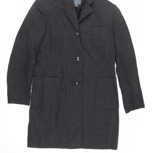 CCDK Womens Grey Overcoat Coat Size 14 Button