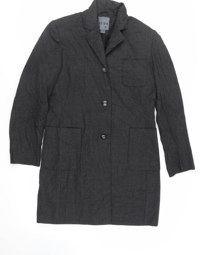 CCDK Womens Grey Overcoat Coat Size 14 Button