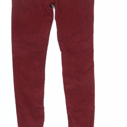 Jigsaw Womens Red Cotton Trousers Size 28 in L32 in Regular Zip
