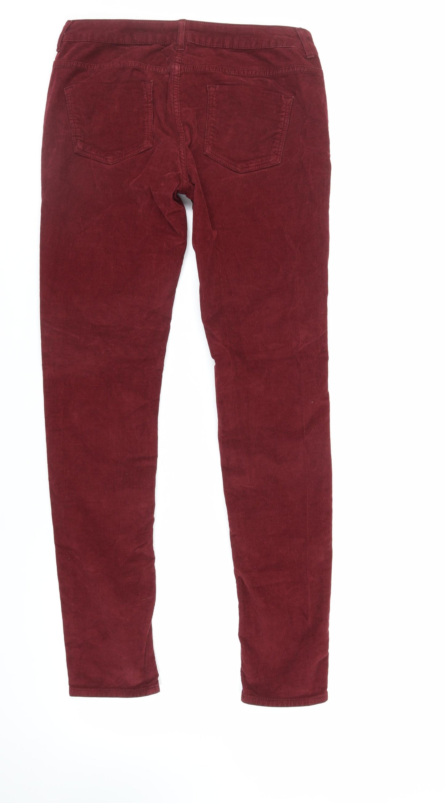 Jigsaw Womens Red Cotton Trousers Size 28 in L32 in Regular Zip