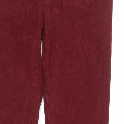 Jigsaw Womens Red Cotton Trousers Size 28 in L32 in Regular Zip