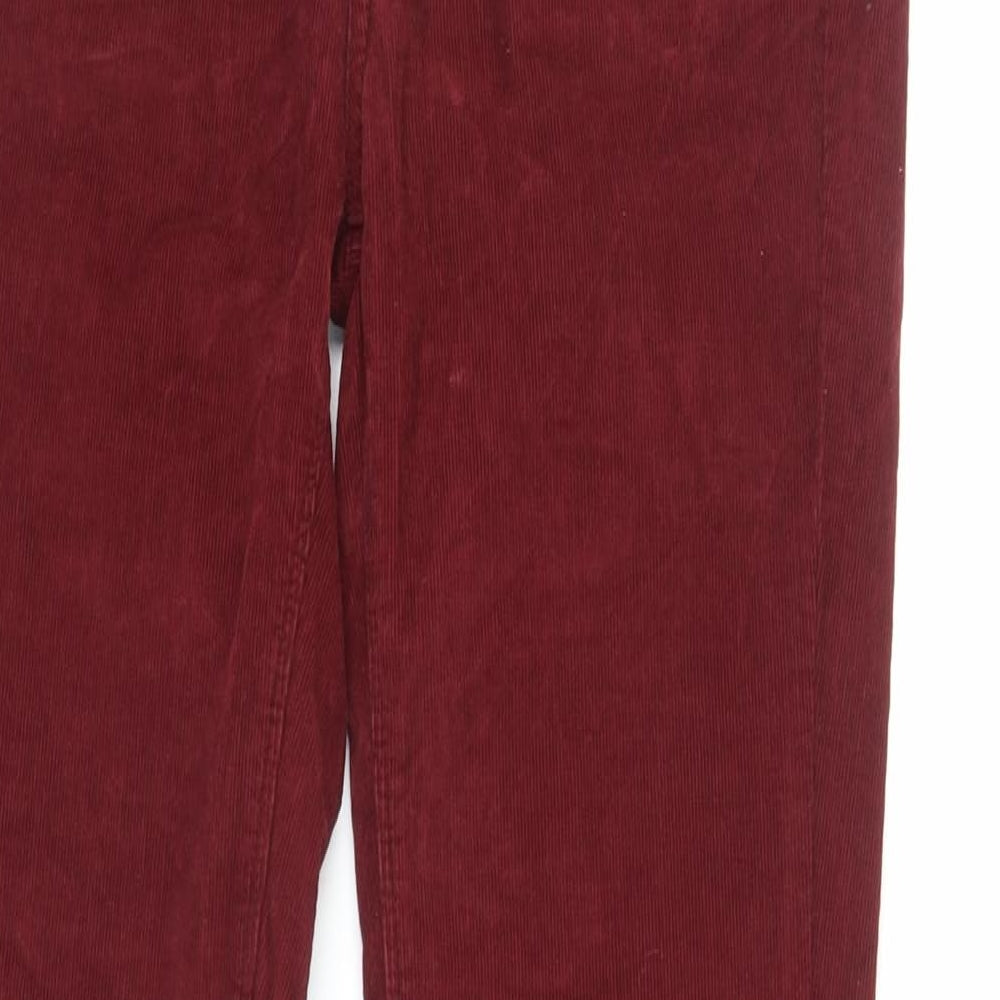 Jigsaw Womens Red Cotton Trousers Size 28 in L32 in Regular Zip