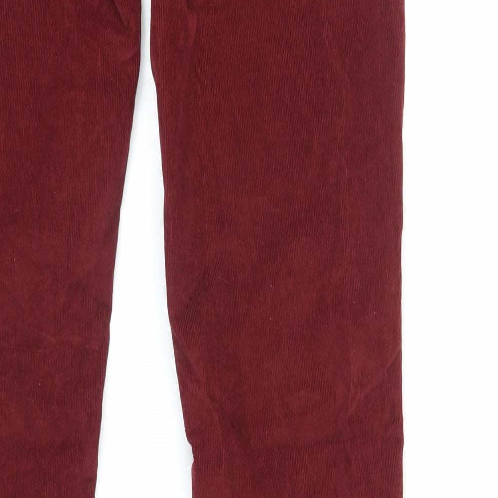 Jigsaw Womens Red Cotton Trousers Size 28 in L32 in Regular Zip