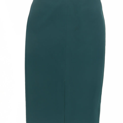 Warehouse Womens Green Polyester Straight & Pencil Skirt Size 8 Zip - Pockets
