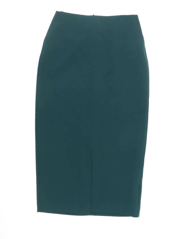 Warehouse Womens Green Polyester Straight & Pencil Skirt Size 8 Zip - Pockets