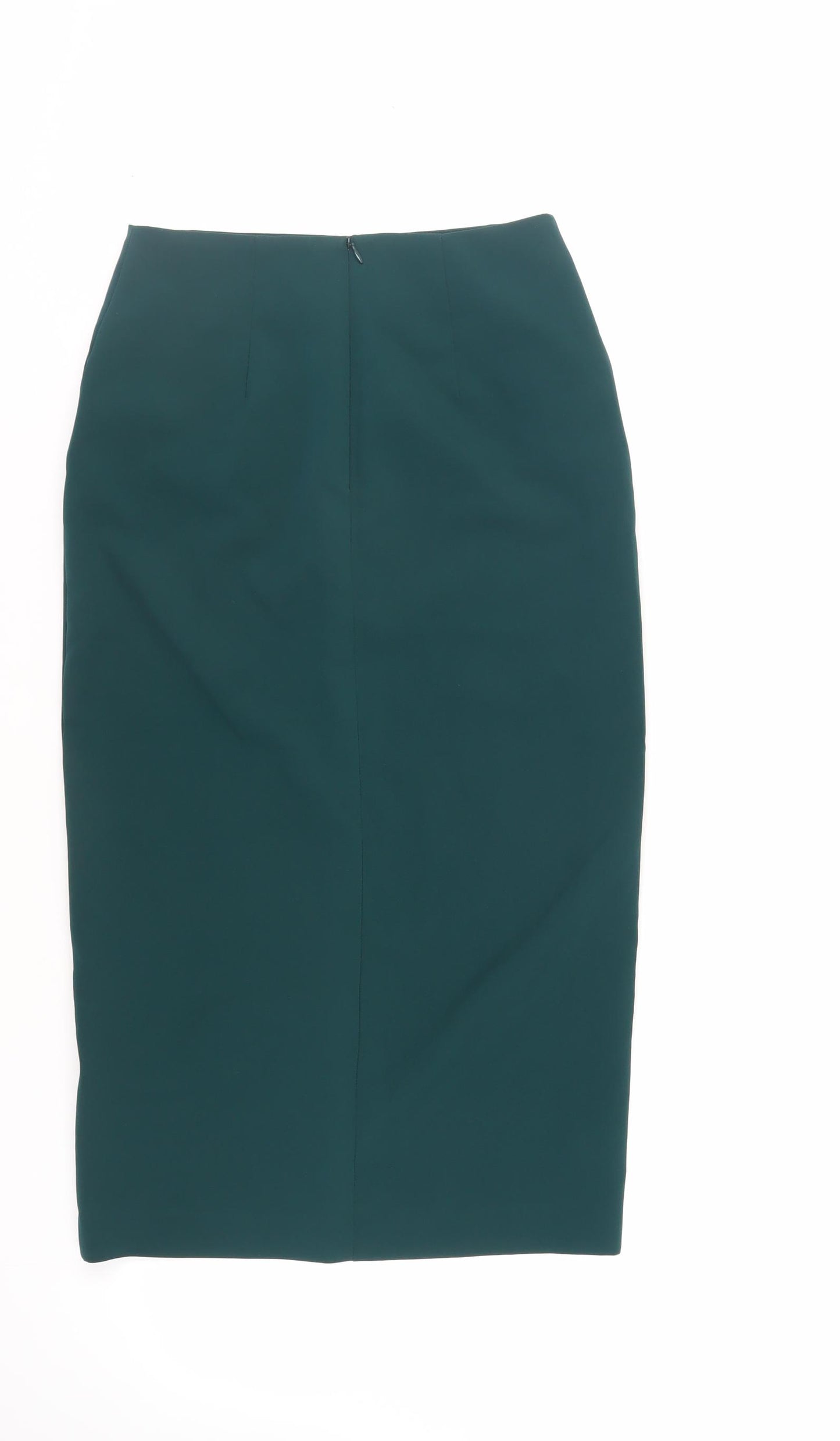 Warehouse Womens Green Polyester Straight & Pencil Skirt Size 8 Zip - Pockets