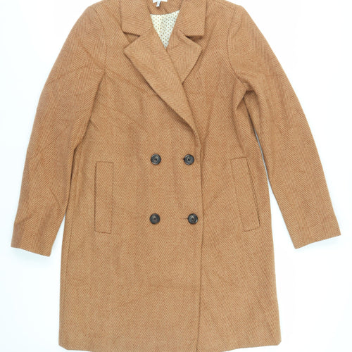 NEXT Womens Brown Herringbone Overcoat Coat Size 10 Button