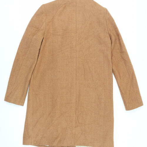 NEXT Womens Brown Herringbone Overcoat Coat Size 10 Button
