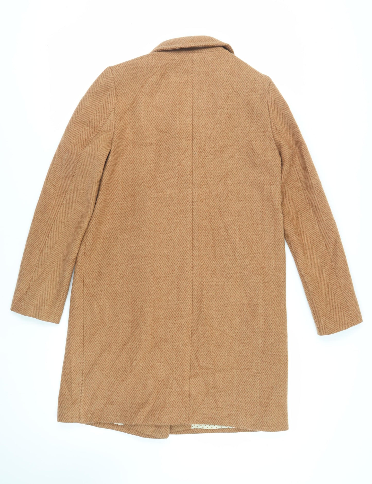 NEXT Womens Brown Herringbone Overcoat Coat Size 10 Button