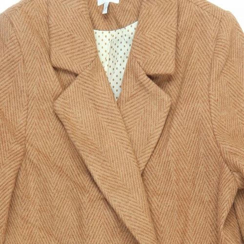 NEXT Womens Brown Herringbone Overcoat Coat Size 10 Button