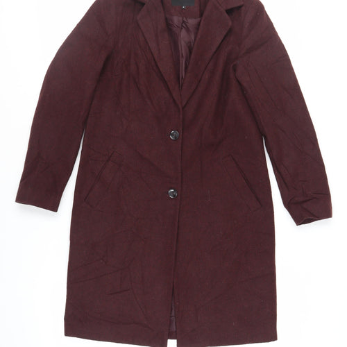 New Look Womens Purple Overcoat Coat Size 8 Button