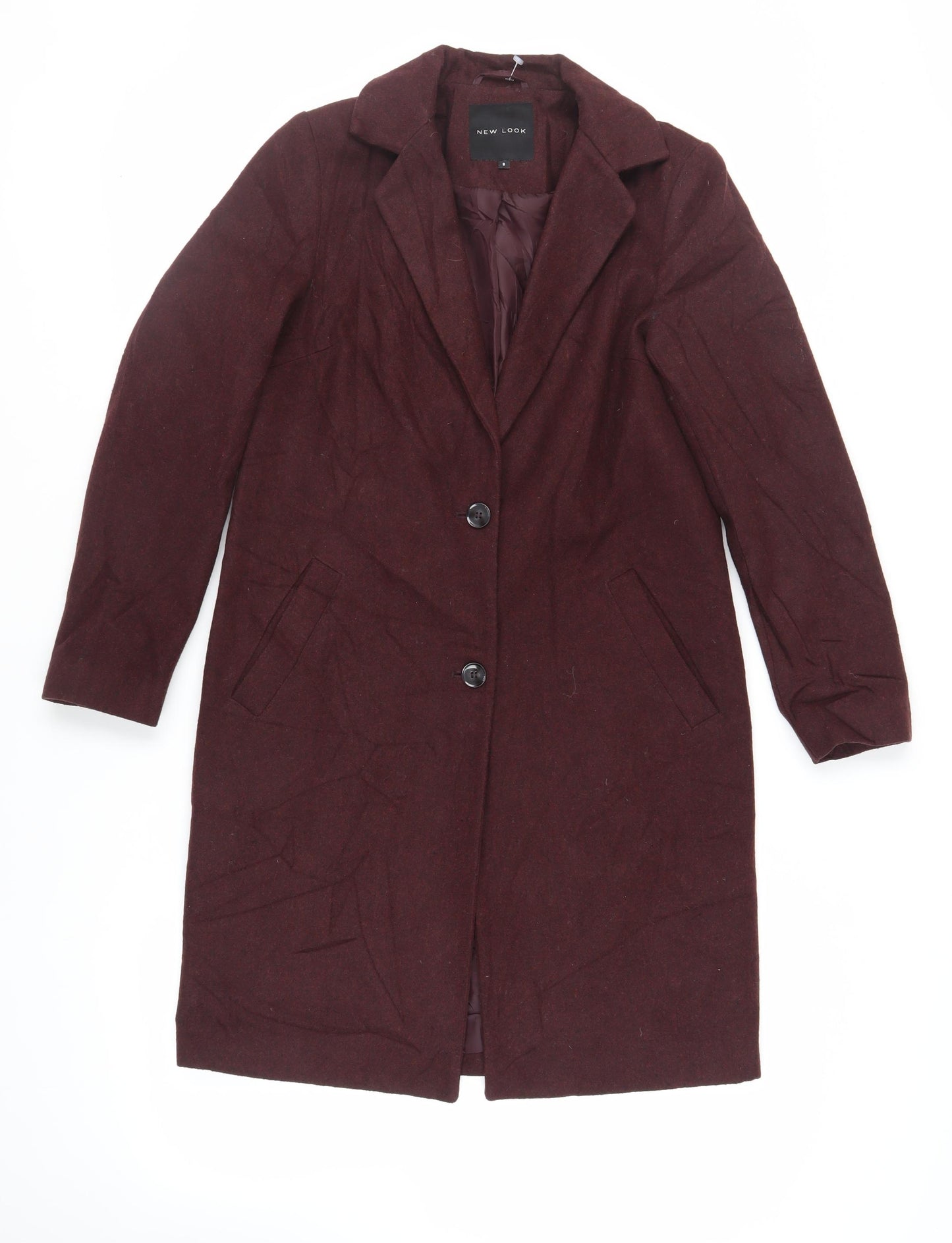 New Look Womens Purple Overcoat Coat Size 8 Button