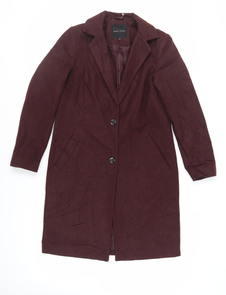 New Look Womens Purple Overcoat Coat Size 8 Button