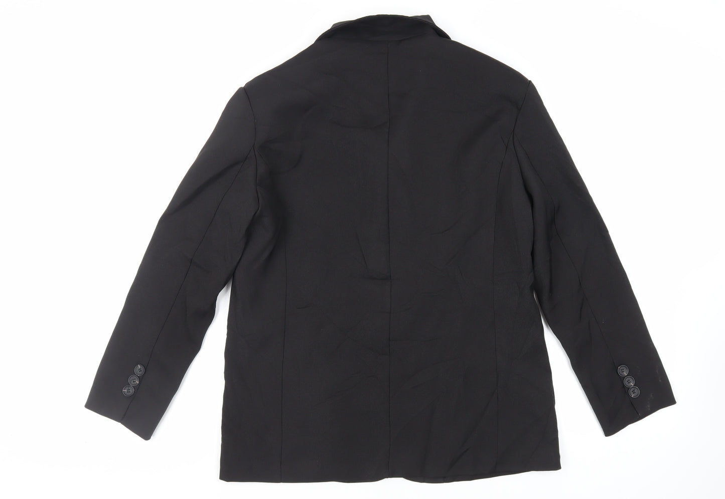 Moses Queen Womens Black Jacket Blazer Size M Button
