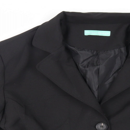 Moses Queen Womens Black Jacket Blazer Size M Button