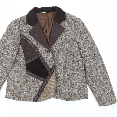 Sapphire Sky Womens Brown Jacket Blazer Size 14 Button - Vintage