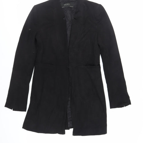 Zara Womens Black Overcoat Coat Size M Hook & Eye