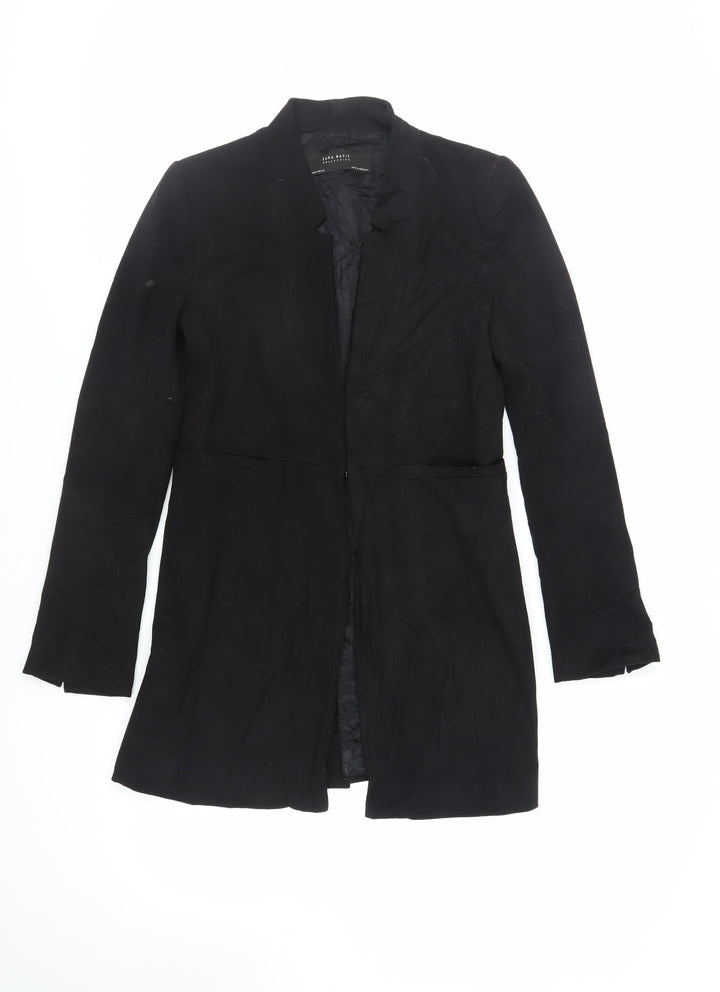 Zara Womens Black Overcoat Coat Size M Hook & Eye