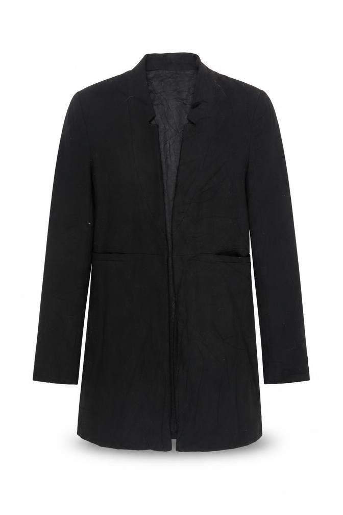 Front view of Zara women’s black overcoat coat, size M, hook & eye