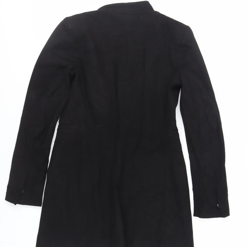 Zara Womens Black Overcoat Coat Size M Hook & Eye