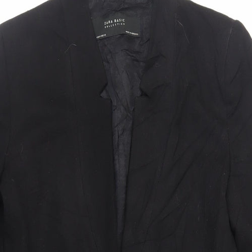 Zara Womens Black Overcoat Coat Size M Hook & Eye
