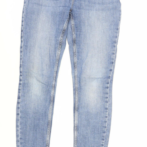 Marks and Spencer Womens Blue Cotton Skinny Jeans Size 12 L30 in Regular Zip