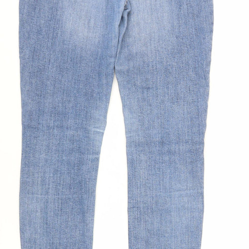 Marks and Spencer Womens Blue Cotton Skinny Jeans Size 12 L30 in Regular Zip