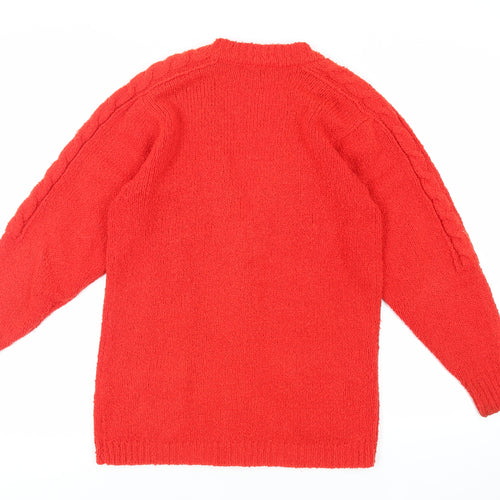 Emreco Womens Red V-Neck Acrylic Cardigan Jumper Size 16